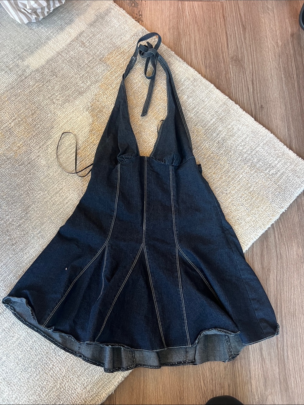 Kimchi Blue Black Denim Halter Mini Dress